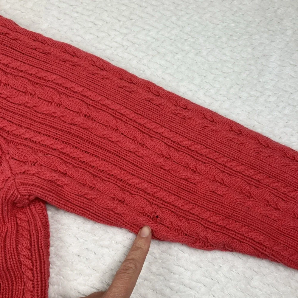 Vtg Talbots Pink Cable Knit Sweater‎ Cardigan Button Up Women's Size M